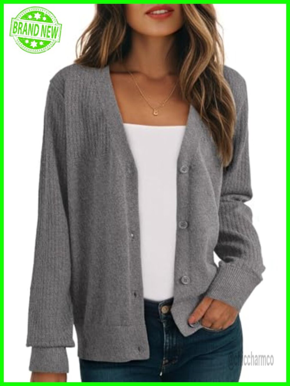 Dokotoo Women's Wool Blend Cardigan Sweater V Neck Button Down Knit